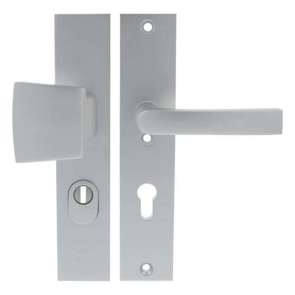 Starx Veiligheidsbeslag met Kerntrekbeveiliging – Deurbeslag Aluminium – Duwer/Kruk – Langschild PC72 mm Starx Veiligheidsbeslag met Kerntrekbeveiliging – Deurbeslag Aluminium – Duwer/Kruk – Langschild PC72 mm