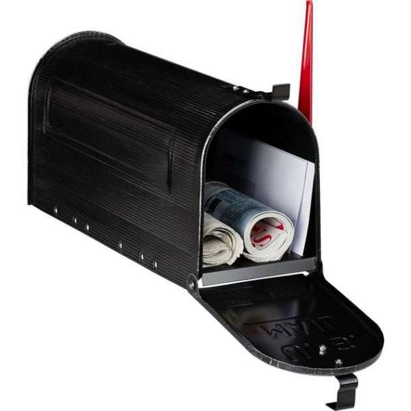 Relaxdays Amerikaanse brievenbus - vintage zwart - US Mailbox original - met vlaggetje Relaxdays Amerikaanse brievenbus - vintage zwart - US Mailbox original - met vlaggetje