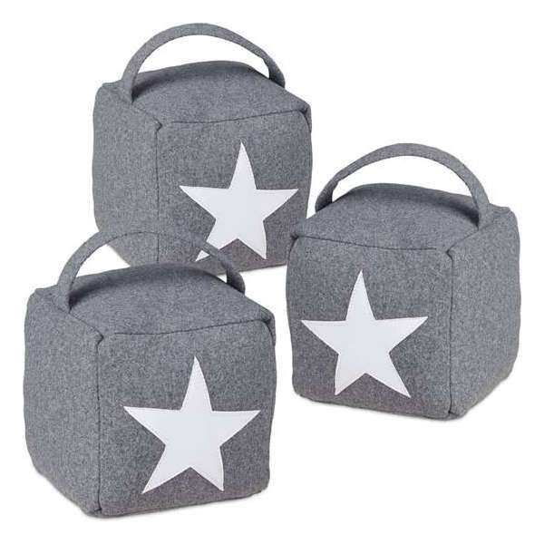 Relaxdays 3x deurstopper ster - deurvastzetter vloer - deurstop textiel - met handvat