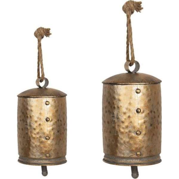 Clayre & Eef Ouderwetse Deurbel Gietijzer Ø 14*23 / Ø 11*18 cm Goudkleurig Metaal Tuinbel Buitenbel Bel met Klepel Clayre & Eef Ouderwetse Deurbel Gietijzer Ø 14*23 / Ø 11*18 cm Goudkleurig Metaal Tuinbel Buitenbel Bel met Klepel