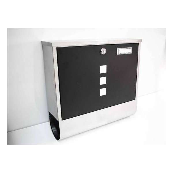 RVS Hangende Wand Brievenbus - Postbus Mailbox - Krantenrol Wandbrievenbus - Zwart/Zilver RVS Hangende Wand Brievenbus - Postbus Mailbox - Krantenrol Wandbrievenbus - Zwart/Zilver