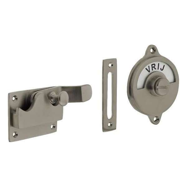 Intersteel WC-overslag met bocht vrij/bezet nikkel mat Intersteel WC-overslag met bocht vrij/bezet nikkel mat
