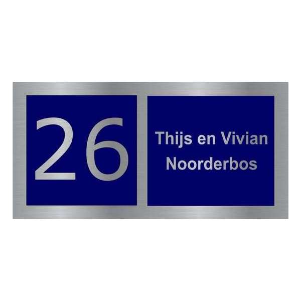 naambordje voordeur - rvs look alumnium met donkerblauw kleurendruk - 20x12cm naambordje voordeur - rvs look alumnium met donkerblauw kleurendruk - 20x12cm