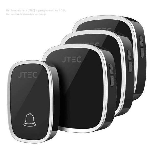 Draadloze deurbel - 3 ontvangers - 36 melodieën - Waterproof - Batterij inbegrepen - Zwart