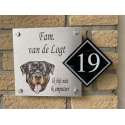 Naambordje voordeur hond Rottweiler kleur Rvs look