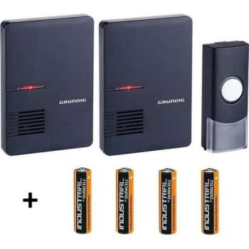 Grundig Draadloze Deurbel met 2 draagbare ontvanger Inclusief Duracell Batterijen