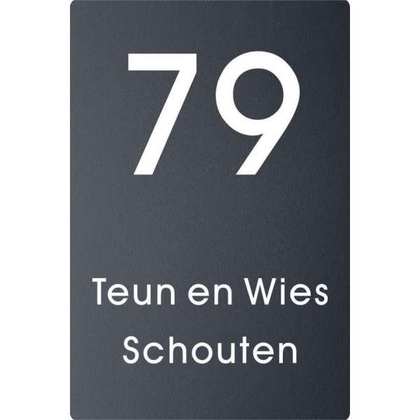 Naambordje voordeur RVS antraciet gecoat 20x30cm Naambordje voordeur RVS antraciet gecoat 20x30cm