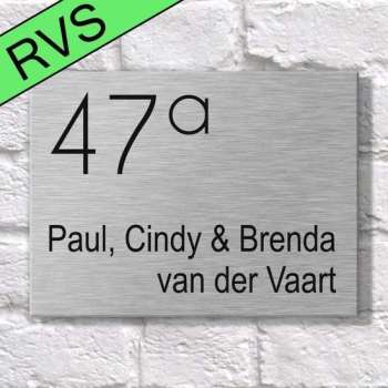 Naambordje voordeur 20x15cm gegraveerd - Echt RVS