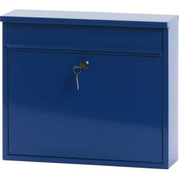 Stalen brievenbus blauw - 11x36x31,5 cm