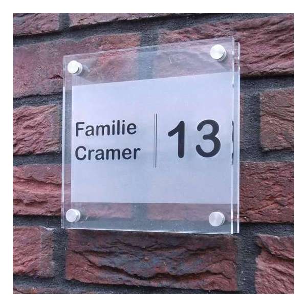 Naambordje voordeur! - Modern naambord van 2 lagen acrylglas - Frosted-look 20x20 cm Naambordje voordeur! - Modern naambord van 2 lagen acrylglas - Frosted-look 20x20 cm