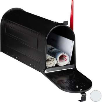 Relaxdays Amerikaanse brievenbus - vintage mailbox - retro design - rode vlag