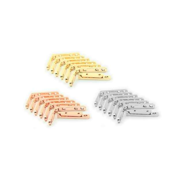 Set van 8 metalen scharnieren voor kist (rose goud, 90 graden) Set van 8 metalen scharnieren voor kist (rose goud, 90 graden)