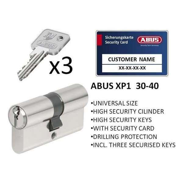 Deurcilinder ABUS XP 1 - 30/40 met code card Deurcilinder ABUS XP 1 - 30/40 met code card