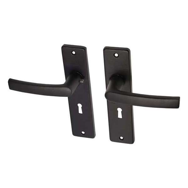Wovar Zwarte deurklinken met schild SL56 aluminium blokmodel - Per Set Wovar Zwarte deurklinken met schild SL56 aluminium blokmodel - Per Set