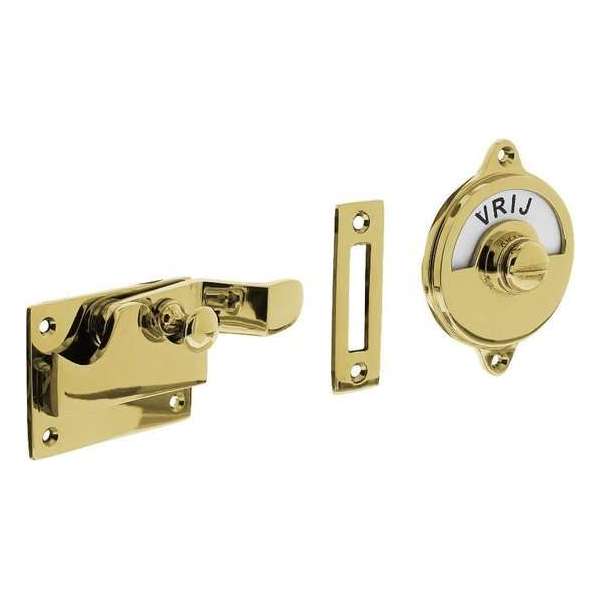 Intersteel WC-overslag met bocht vrij/bezet messing gelakt Intersteel WC-overslag met bocht vrij/bezet messing gelakt