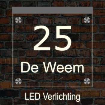 Naambord met LED verlichting 15x15 cm – Zelf ontwerpen – 1 Jaar Garantie – Modern Naambord