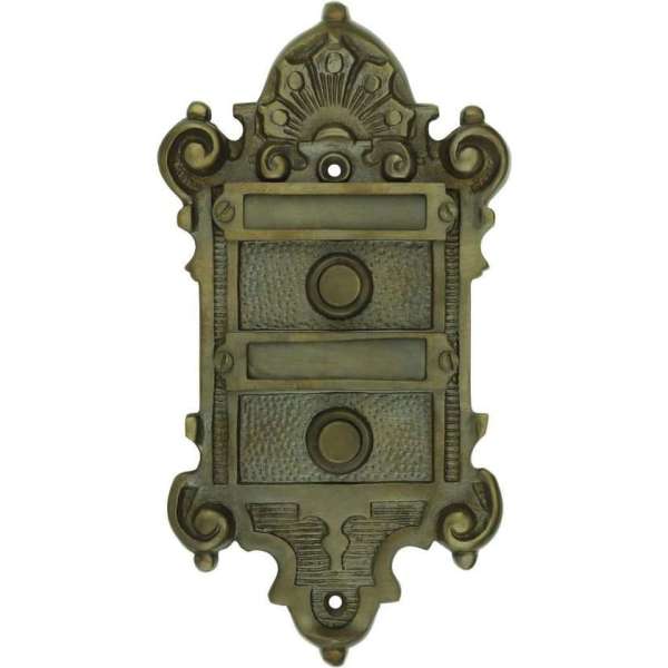 Deurbel beldrukker duo met naamplaatje brons - 180 mm Deurbel beldrukker duo met naamplaatje brons - 180 mm