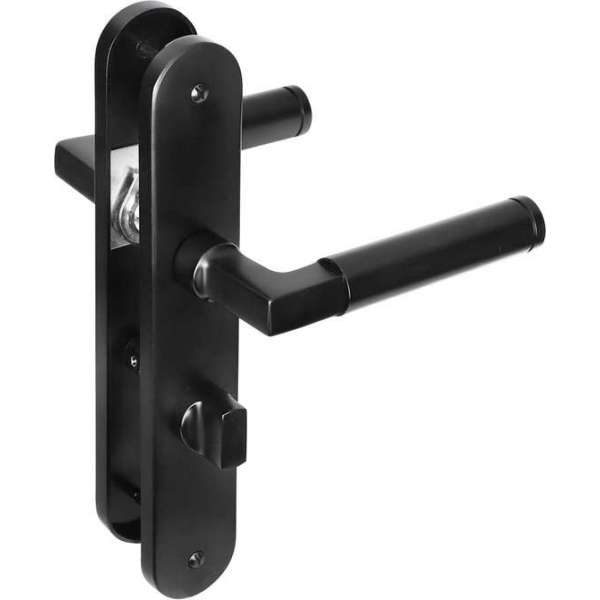 Impresso Aston Deurklink Zwart – Deurbeslag – Ovaal – Deurschild met Schroeven en Toiletsluiting Impresso Aston Deurklink Zwart – Deurbeslag – Ovaal – Deurschild met Schroeven en Toiletsluiting