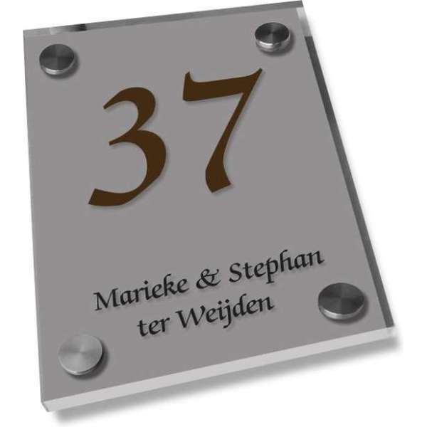 Naambordje voordeur een glashelder naambord zilver, 20x25cm Naambordje voordeur een glashelder naambord zilver, 20x25cm