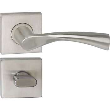 Impresso Wigston Deurklink – Deurbeslag – Vierkant – Rozet met Toiletsluiting – Zilver