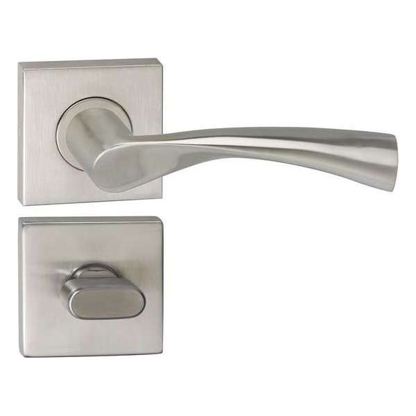 Impresso Wigston Deurklink – Deurbeslag – Vierkant – Rozet met Toiletsluiting – Zilver Impresso Wigston Deurklink – Deurbeslag – Vierkant – Rozet met Toiletsluiting – Zilver