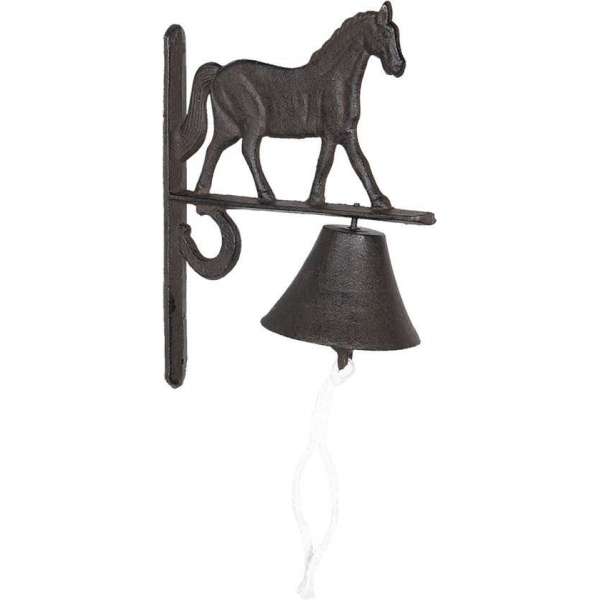 Clayre & Eef Ouderwetse Deurbel Gietijzer Paard 20*11*27 cm Bruin Ijzer Tuinbel Buitenbel Bel met Klepel Clayre & Eef Ouderwetse Deurbel Gietijzer Paard 20*11*27 cm Bruin Ijzer Tuinbel Buitenbel Bel met Klepel