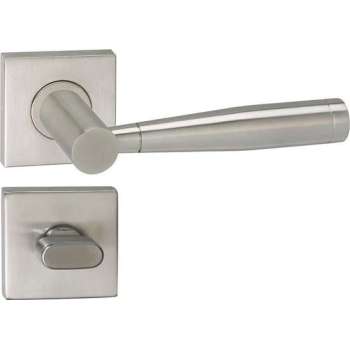 Impresso Retford Deurklink – Deurbeslag – Vierkant – Rozet met Toiletsluiting – Zilver