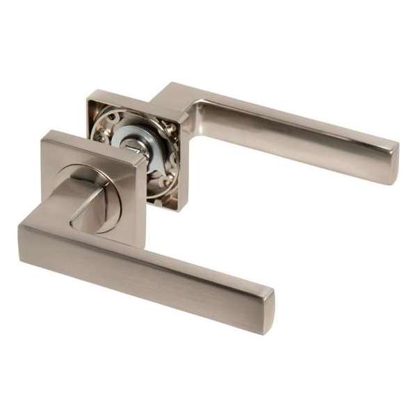 Deurklink Ostium Monta - Zilver deurklink set op vierkante rozet - Zilver Deurbeslag Deurklink Ostium Monta - Zilver deurklink set op vierkante rozet - Zilver Deurbeslag