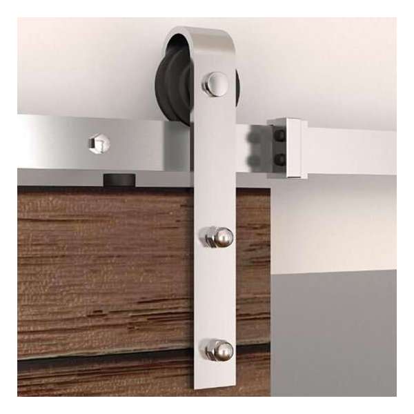 Barnwood / Schuifdeur systeem Complete set RVS 2 meter uit één stuk rail systeem Barnwood / Schuifdeur systeem Complete set RVS 2 meter uit één stuk rail systeem