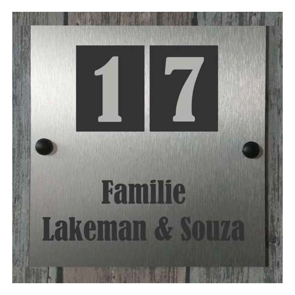 Naambordje voordeur RVS|Naambord 20x20cm Naambordje voordeur RVS|Naambord 20x20cm