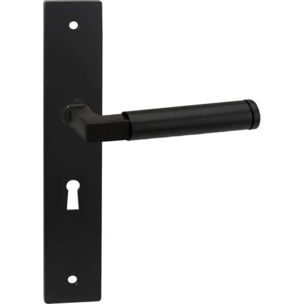 Impresso Aston Deurklink Zwart – Deurbeslag – Vierkant – Deurschild met Schroeven en Sleutelgat Impresso Aston Deurklink Zwart – Deurbeslag – Vierkant – Deurschild met Schroeven en Sleutelgat