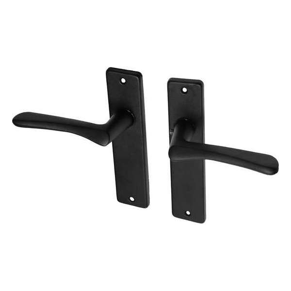 Wovar Zwarte deurklinken met blind schild aluminium vlindermodel - Per Set Wovar Zwarte deurklinken met blind schild aluminium vlindermodel - Per Set