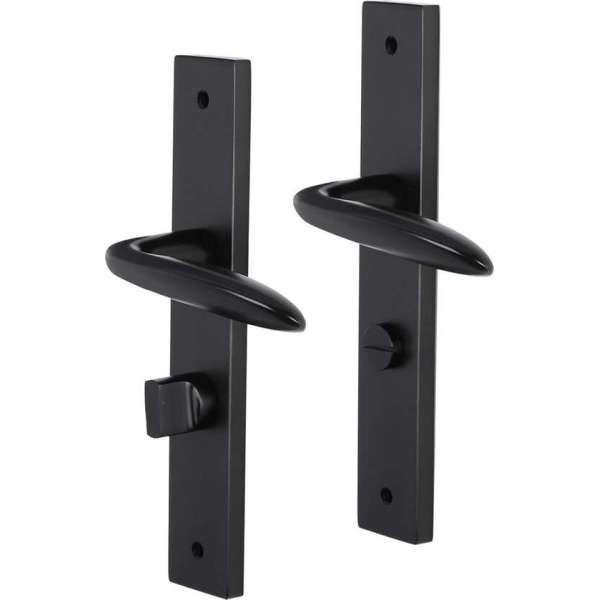 Impresso Lake Deurklink Zwart – Deurbeslag – Vierkant – Deurschild met Schroeven en Toiletsluiting Impresso Lake Deurklink Zwart – Deurbeslag – Vierkant – Deurschild met Schroeven en Toiletsluiting