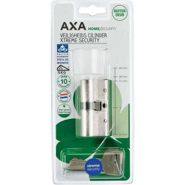 AXA Dubbele veiligheidscilinder Xtreme Security verlengd 30-35 AXA Dubbele veiligheidscilinder Xtreme Security verlengd 30-35