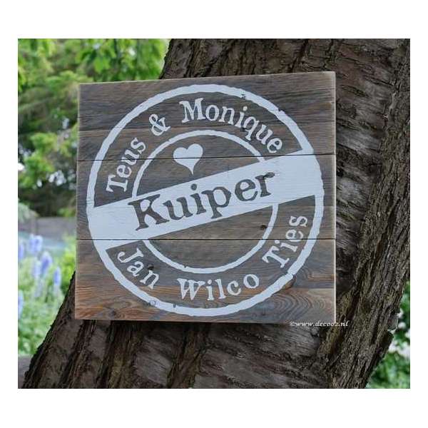 Houten naambord met stempel - Naambord van hout Houten naambord met stempel - Naambord van hout