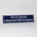 Emaille straatnaambordje - Privé steiger verboden aan te meren