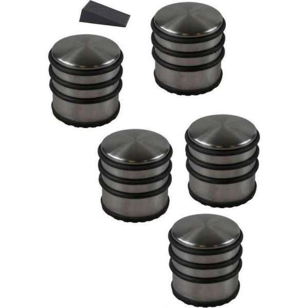 5x RVS deurstopper rond inclusief deurwig - 7 x 7 cm - 1 kg - deurstop 5x RVS deurstopper rond inclusief deurwig - 7 x 7 cm - 1 kg - deurstop