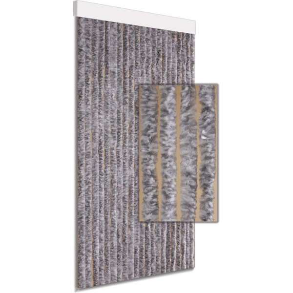 Vliegengordijn/deurgordijn kattenstaart grijs/wit gemeleerd 100x230cm Vliegengordijn/deurgordijn kattenstaart grijs/wit gemeleerd 100x230cm