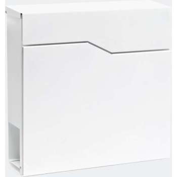 Moderne brievenbus  - Brievenbus met krantenrol  - Wandbrievenbus - Brievenbus hangend - Wit - 370 x 370 x 105 mm
