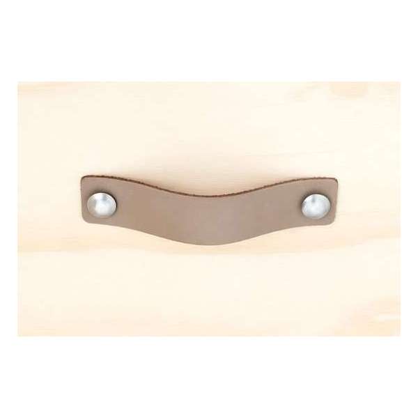 leren handgreep Taupe set 4 stuks L 15x3 cm