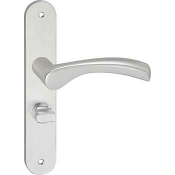 Impresso Oxford Deurklink – Deurbeslag – Ovaal – Deurschild met Schroeven en Toiletsluiting – Gebogen Deurkruk – Aluminium