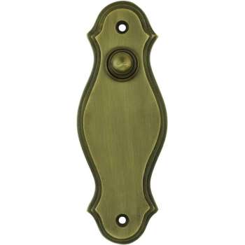 Beldrukker deurbel schild oud messing Alsfeld - 133 mm