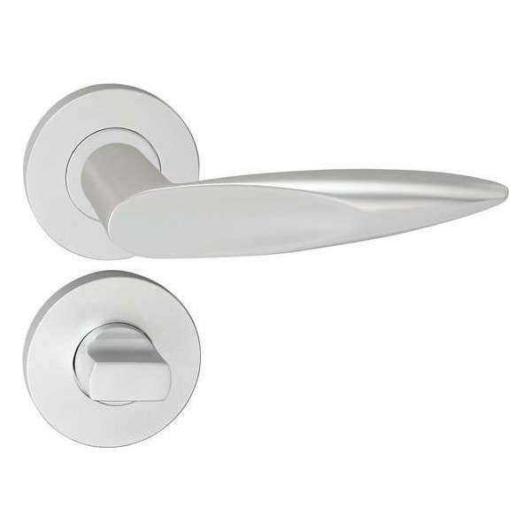 Impresso Sutton Deurklink – Deurbeslag – Rond – Rozet met Toiletsluiting – Aluminium Impresso Sutton Deurklink – Deurbeslag – Rond – Rozet met Toiletsluiting – Aluminium