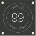 Naambordje vierkant familie cirkel old green