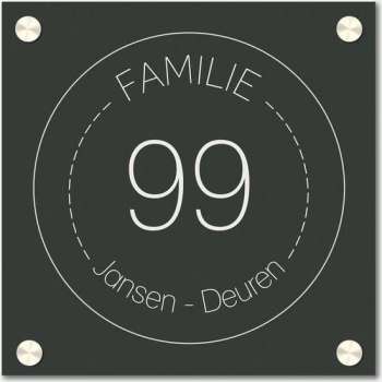 Naambordje vierkant familie cirkel old green