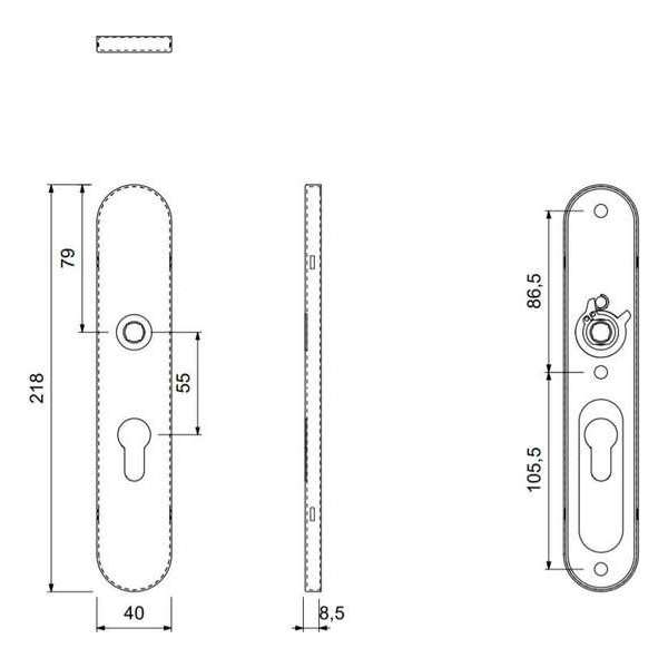 GPF Gatd rechts langschild afg 218x40x8,5mm PC55 zwart GPF Gatd rechts langschild afg 218x40x8,5mm PC55 zwart