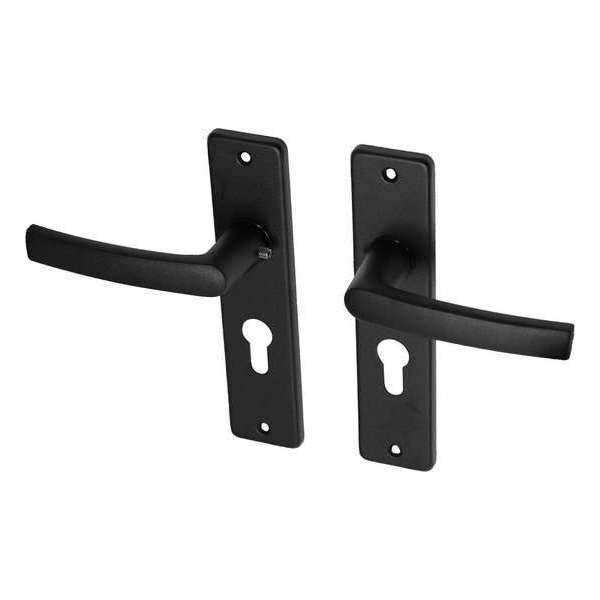 Wovar Zwarte deurklinken met schild PC55 aluminium blokmodel - Per Set Wovar Zwarte deurklinken met schild PC55 aluminium blokmodel - Per Set