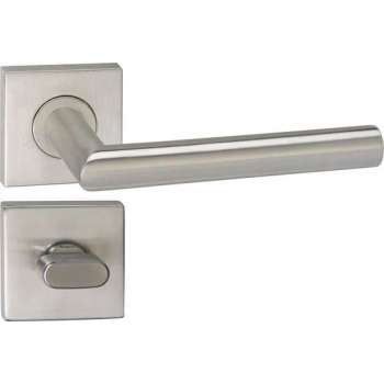Impresso Harrow Deurklink – Deurbeslag – Vierkant – Rozet met Toiletsluiting – Zilver
