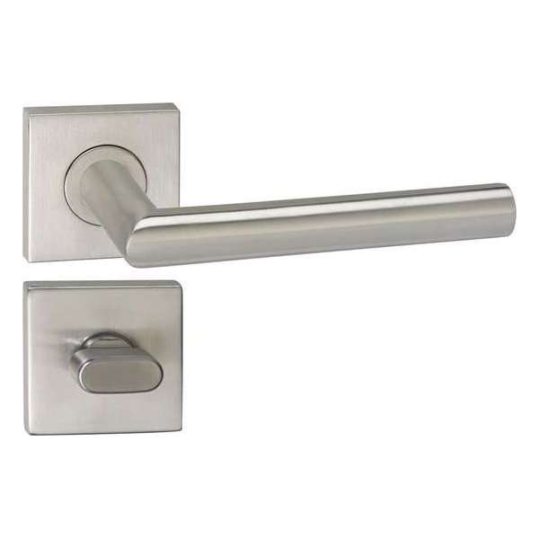 Impresso Harrow Deurklink – Deurbeslag – Vierkant – Rozet met Toiletsluiting – Zilver