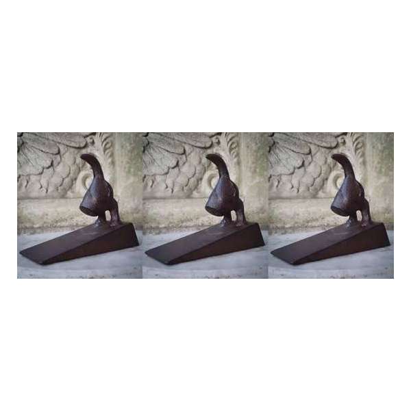 Gietijzeren deurstopper staart - hond - set van 3 stuks Gietijzeren deurstopper staart - hond - set van 3 stuks